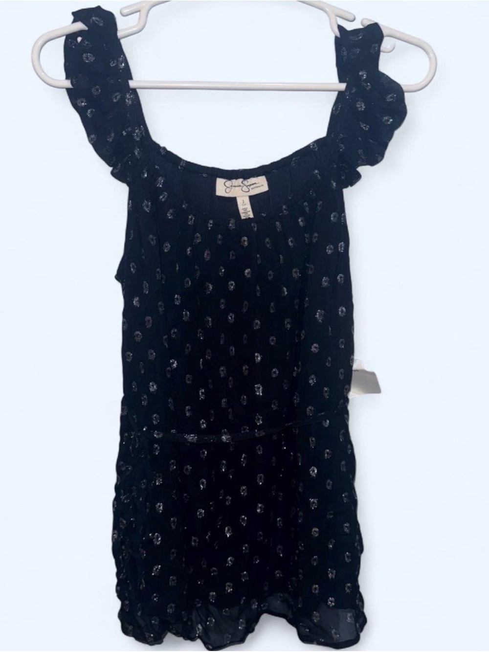 Jessica Simpson Maternity Navy Blue Dot Ruffle Tank Top